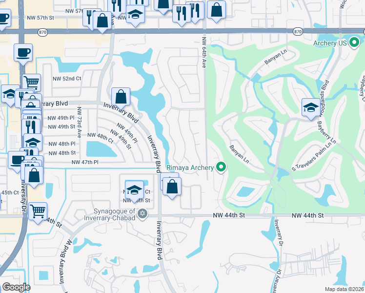 map of restaurants, bars, coffee shops, grocery stores, and more near 4823 Northwest 66th Avenue in Lauderhill