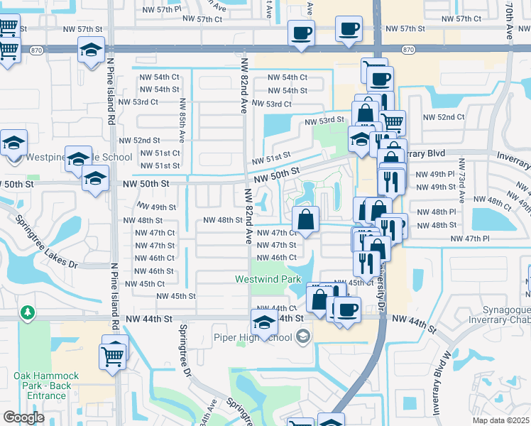 map of restaurants, bars, coffee shops, grocery stores, and more near 4828 Northwest 82nd Avenue in Lauderhill