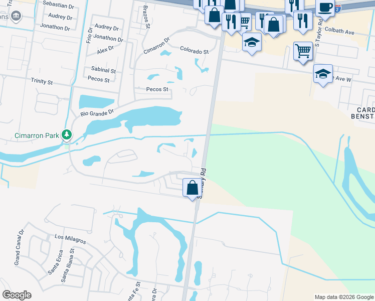 map of restaurants, bars, coffee shops, grocery stores, and more near San Saba Street in Mission