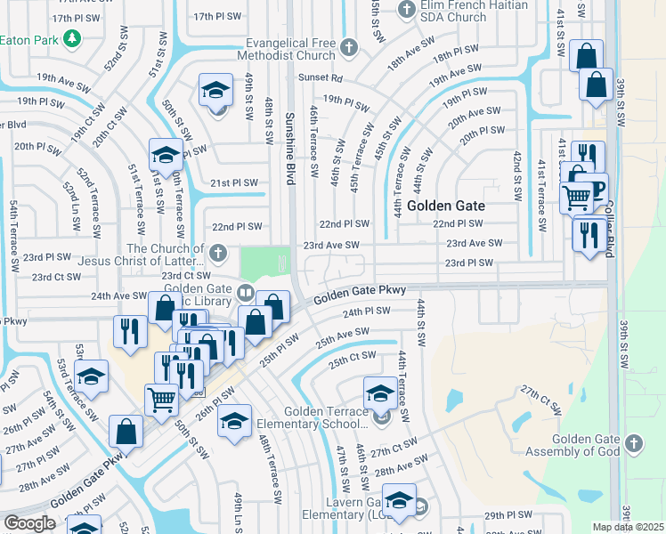 map of restaurants, bars, coffee shops, grocery stores, and more near 4523 Coral Palms Lane in Naples