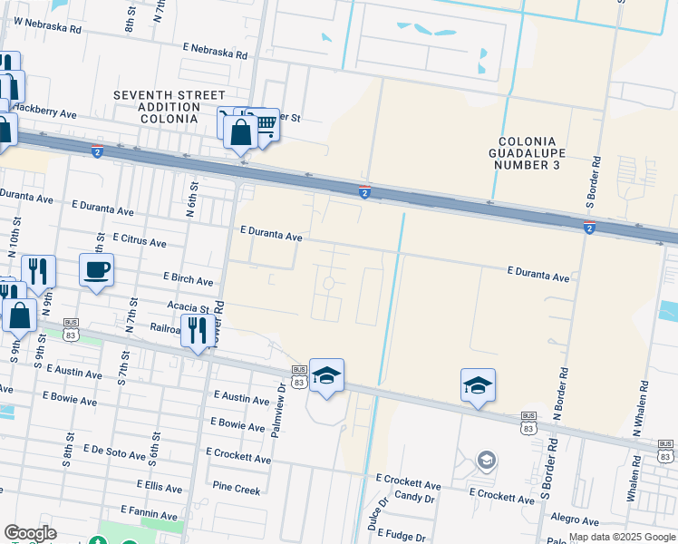 map of restaurants, bars, coffee shops, grocery stores, and more near 345 Fan Palm in Alamo