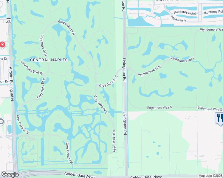 map of restaurants, bars, coffee shops, grocery stores, and more near 2822 Capistrano Way in Naples