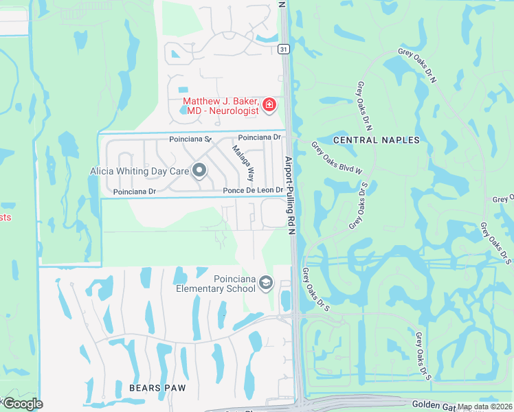 map of restaurants, bars, coffee shops, grocery stores, and more near 3165 Carriage Circle in Naples