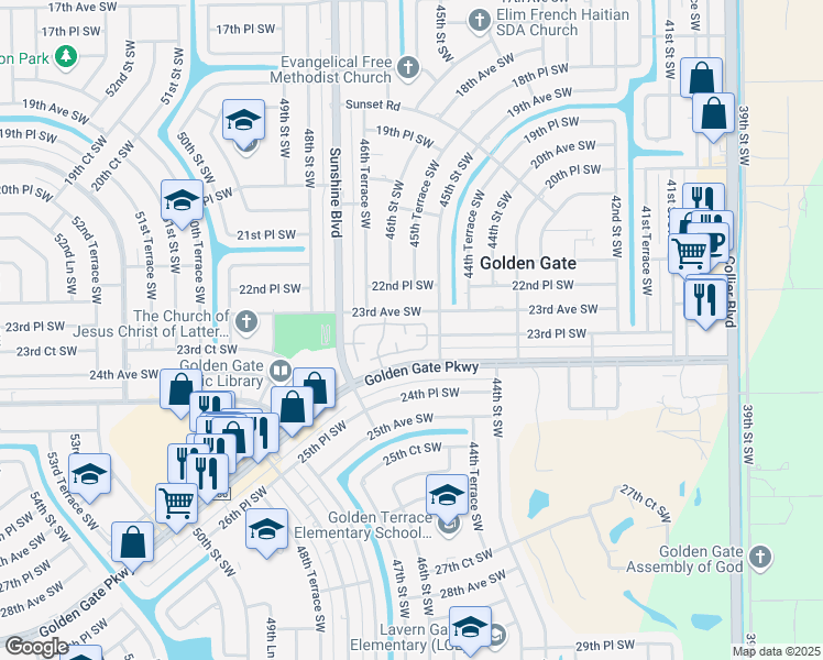 map of restaurants, bars, coffee shops, grocery stores, and more near 4523 Coral Palms Lane in Naples