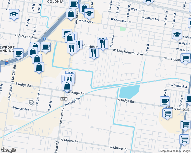 map of restaurants, bars, coffee shops, grocery stores, and more near 1300 South Diplomat Drive in Pharr