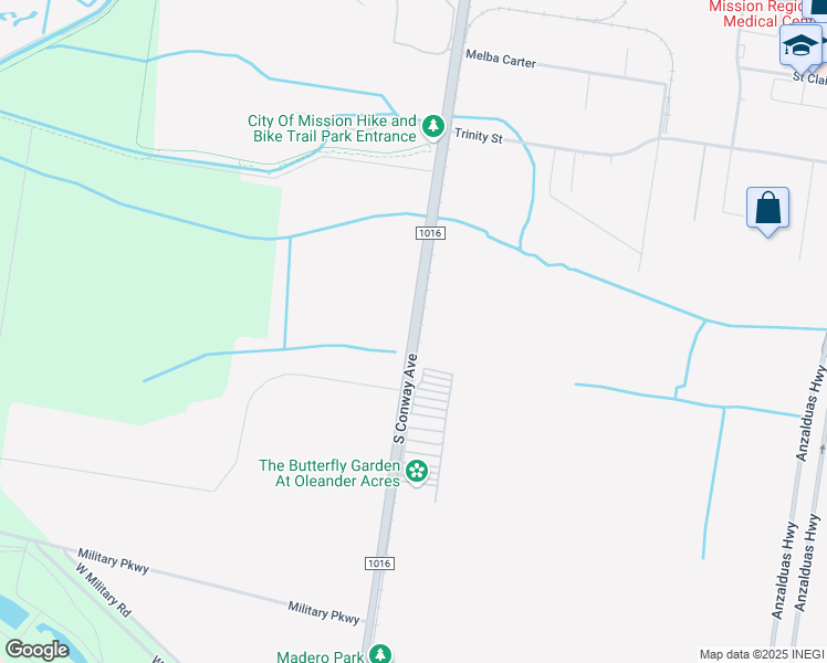 map of restaurants, bars, coffee shops, grocery stores, and more near South Conway Avenue in Mission