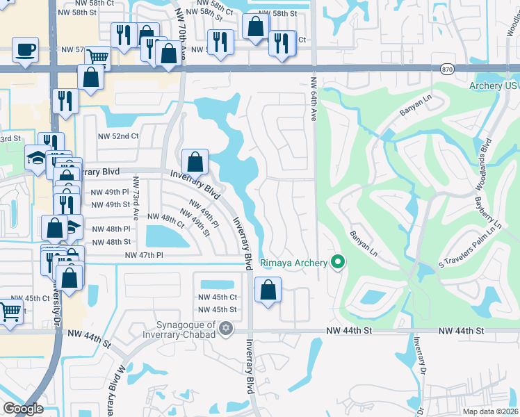 map of restaurants, bars, coffee shops, grocery stores, and more near 4887 Northwest 67th Avenue in Lauderhill