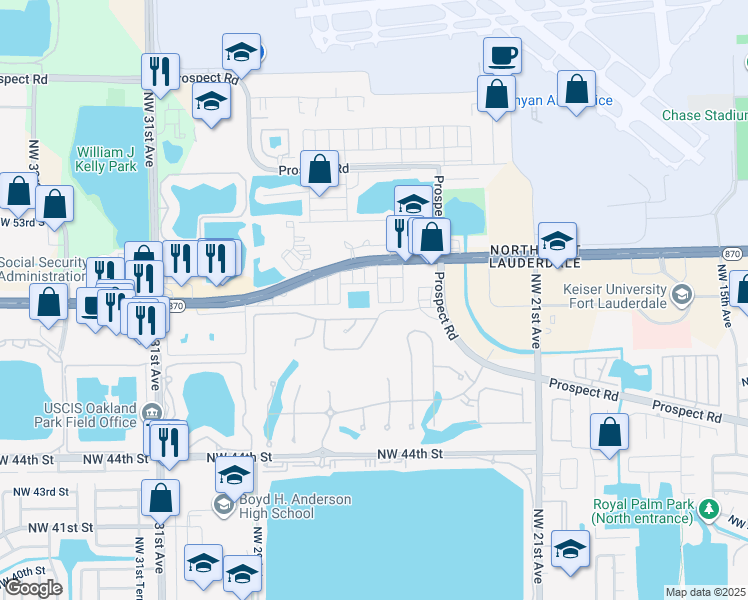 map of restaurants, bars, coffee shops, grocery stores, and more near 4811 Northwest 26th Terrace in Fort Lauderdale
