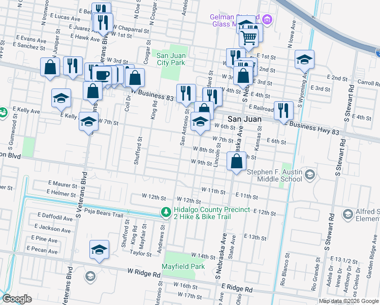 map of restaurants, bars, coffee shops, grocery stores, and more near 311 West 8th Street in San Juan