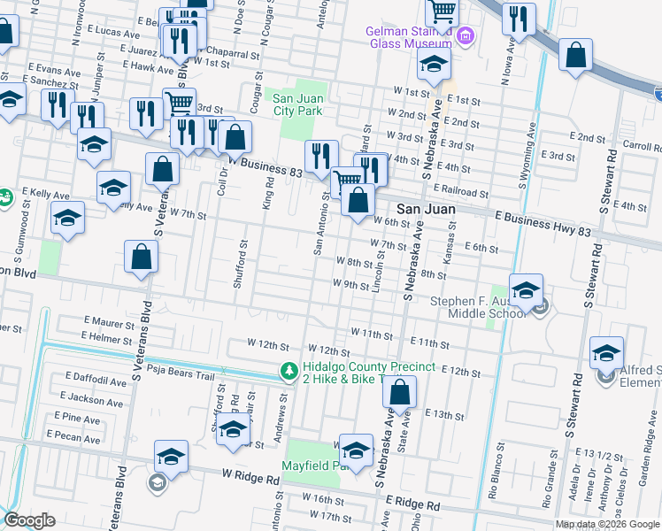 map of restaurants, bars, coffee shops, grocery stores, and more near 311 West 8th Street in San Juan