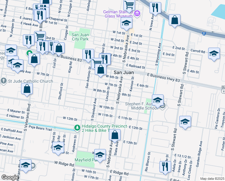 map of restaurants, bars, coffee shops, grocery stores, and more near 114 West 8th Street in San Juan