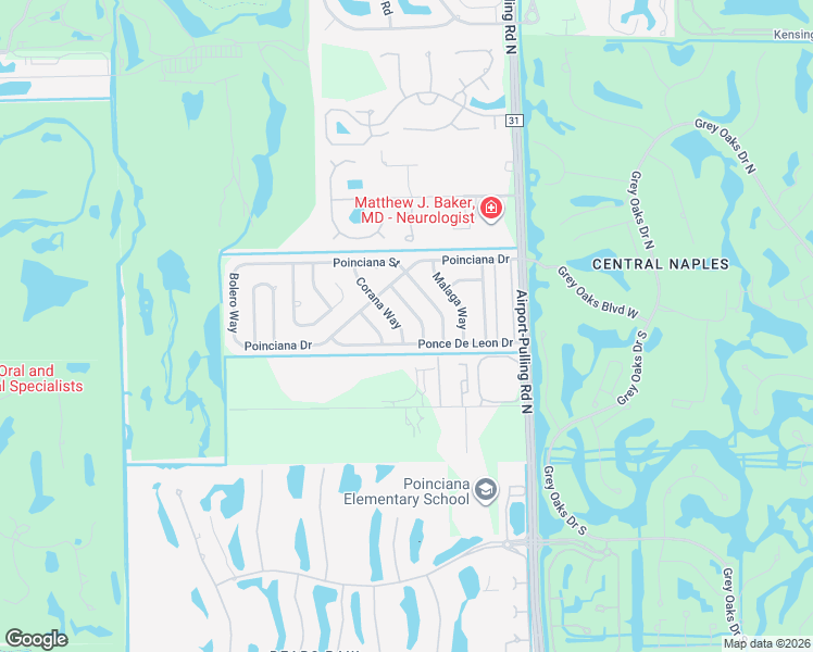 map of restaurants, bars, coffee shops, grocery stores, and more near 3398 Corana Way in Naples