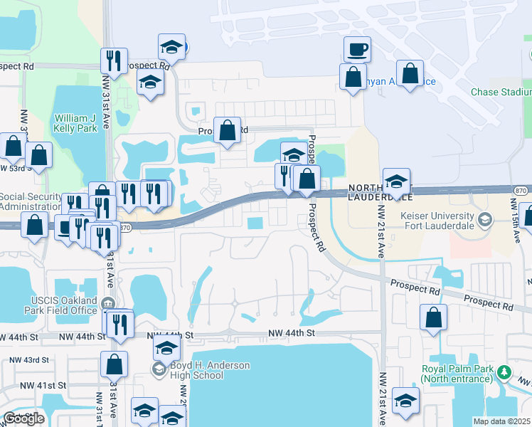 map of restaurants, bars, coffee shops, grocery stores, and more near 4811 Northwest 26th Terrace in Fort Lauderdale