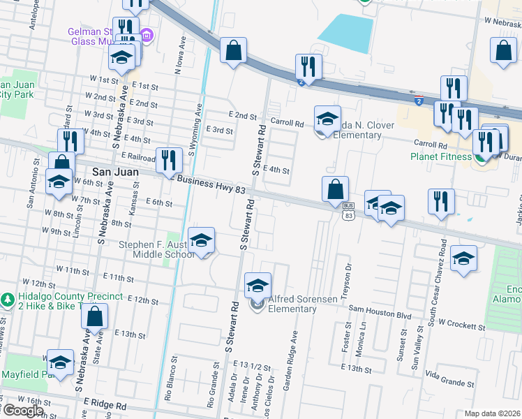 map of restaurants, bars, coffee shops, grocery stores, and more near 83 East 6th Street in San Juan