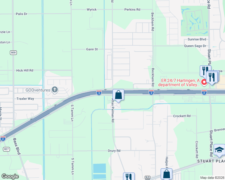 map of restaurants, bars, coffee shops, grocery stores, and more near in Harlingen