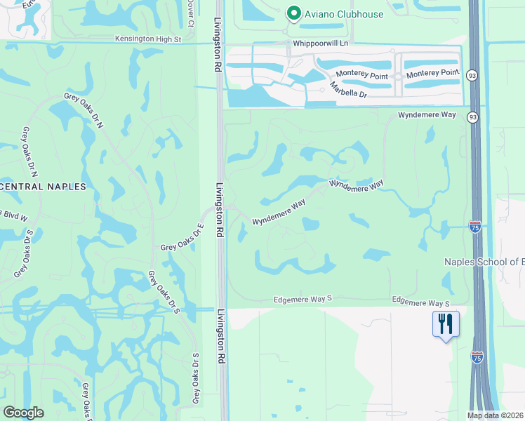 map of restaurants, bars, coffee shops, grocery stores, and more near 200 Wyndemere Way in Naples