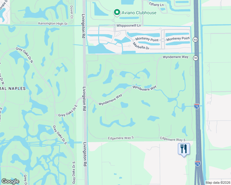map of restaurants, bars, coffee shops, grocery stores, and more near 604 Courtside Drive in Naples