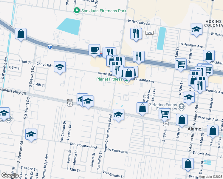 map of restaurants, bars, coffee shops, grocery stores, and more near 311 Cesar Chavez Road in San Juan