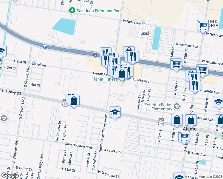 map of restaurants, bars, coffee shops, grocery stores, and more near 311 Cesar Chavez Road in San Juan