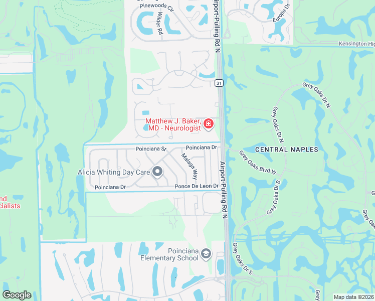map of restaurants, bars, coffee shops, grocery stores, and more near 3485 Malaga Way in Naples