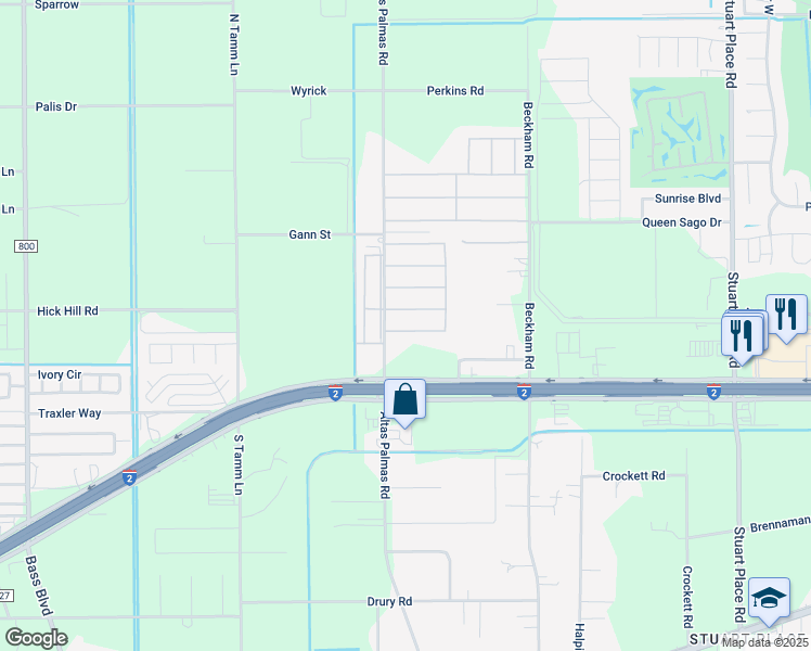map of restaurants, bars, coffee shops, grocery stores, and more near 15719 Tangelo Drive in Harlingen