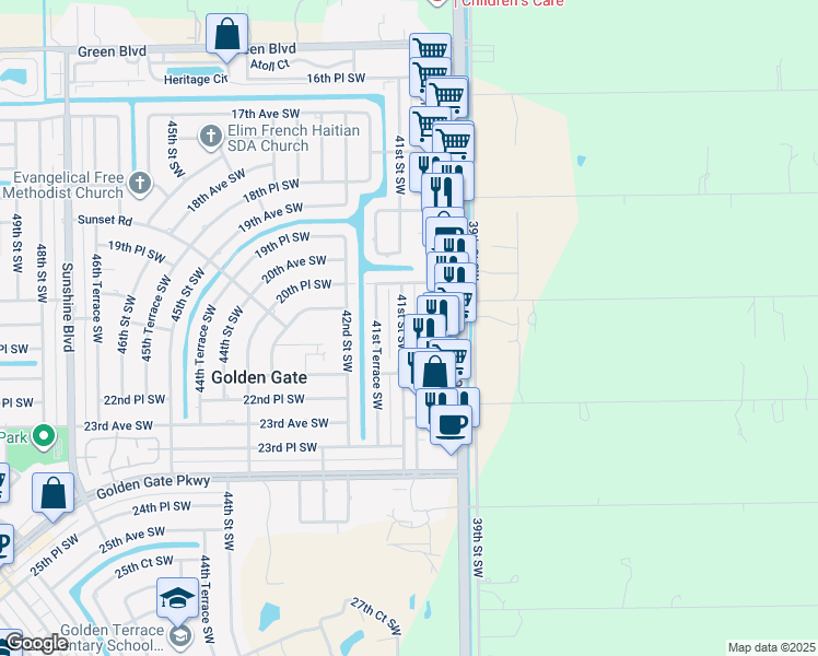 map of restaurants, bars, coffee shops, grocery stores, and more near Unnamed Road in Naples