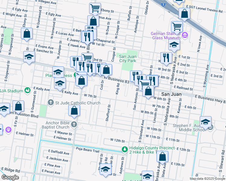 map of restaurants, bars, coffee shops, grocery stores, and more near 508 King Road in San Juan