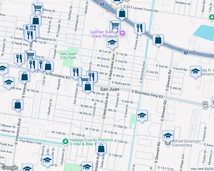 map of restaurants, bars, coffee shops, grocery stores, and more near 100 West 5th Street in San Juan