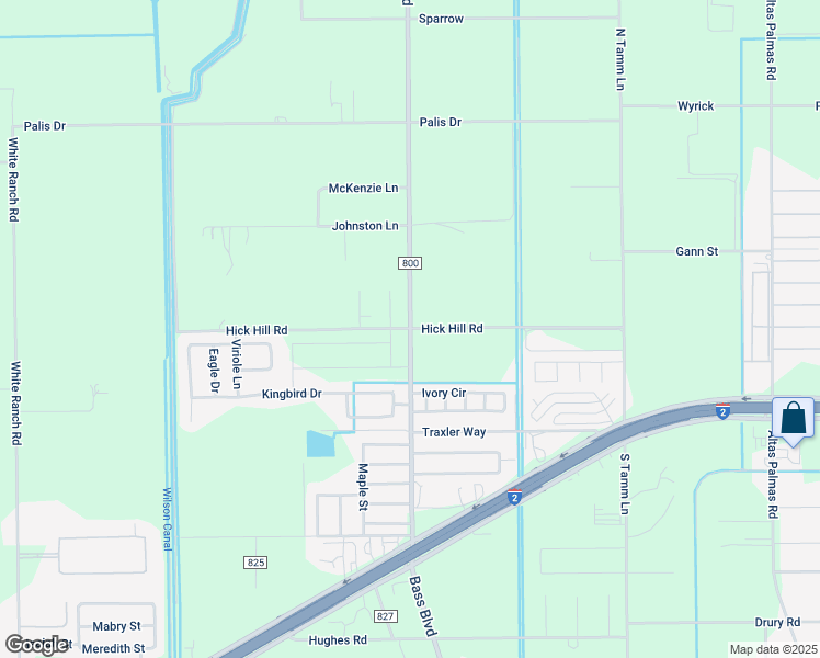 map of restaurants, bars, coffee shops, grocery stores, and more near Hick Hill Road in Harlingen