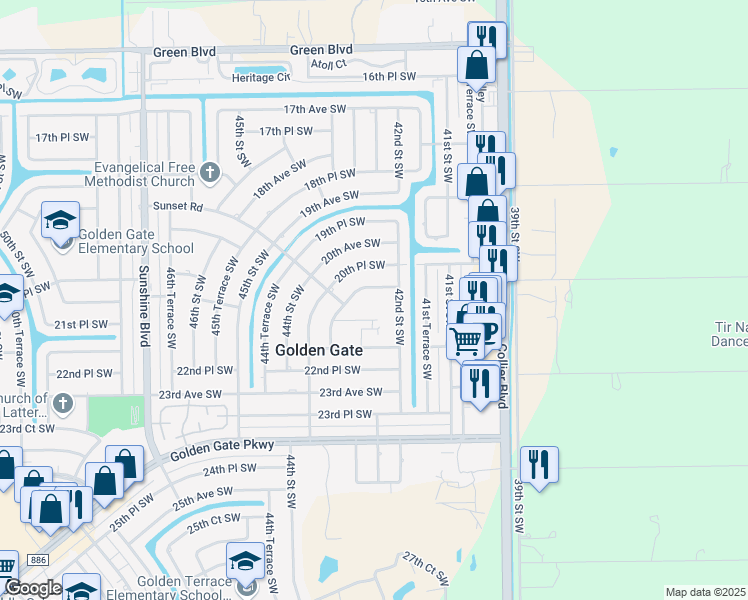 map of restaurants, bars, coffee shops, grocery stores, and more near 4300 21st Avenue Southwest in Naples