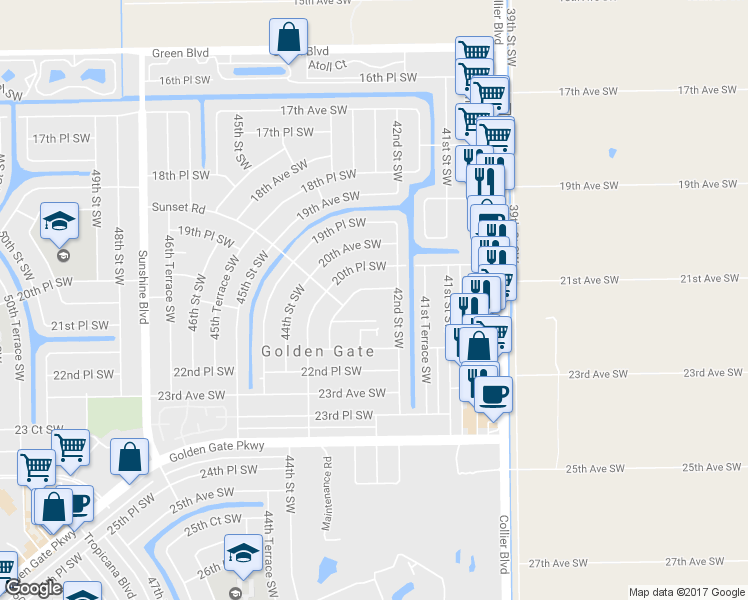 map of restaurants, bars, coffee shops, grocery stores, and more near 4300 21st Avenue Southwest in Naples