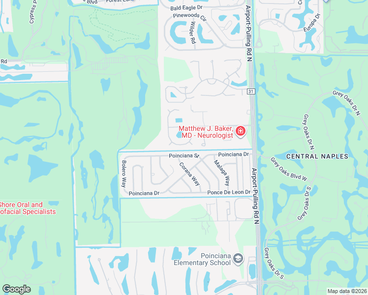 map of restaurants, bars, coffee shops, grocery stores, and more near 2867 Coco Lakes Drive in Naples