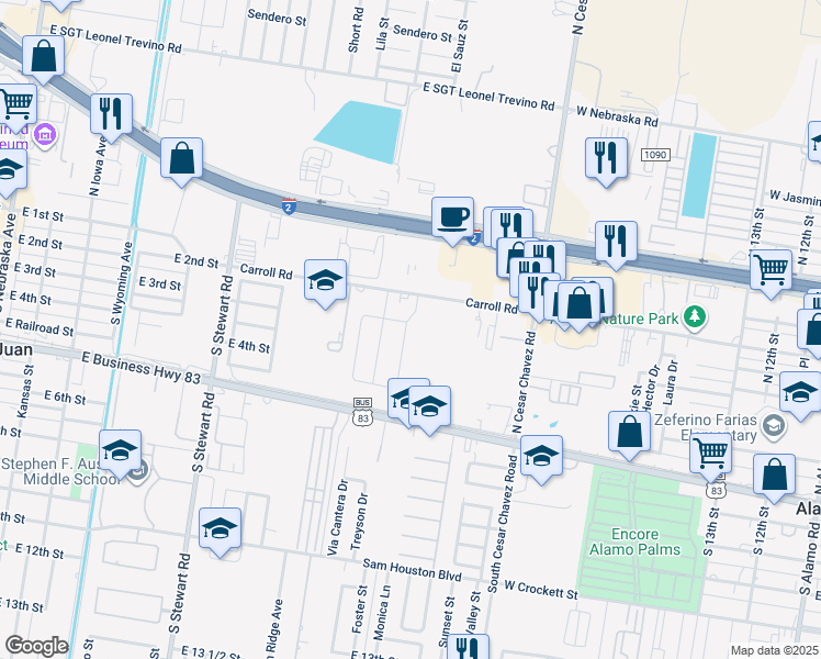 map of restaurants, bars, coffee shops, grocery stores, and more near 221 Rafael Drive in San Juan