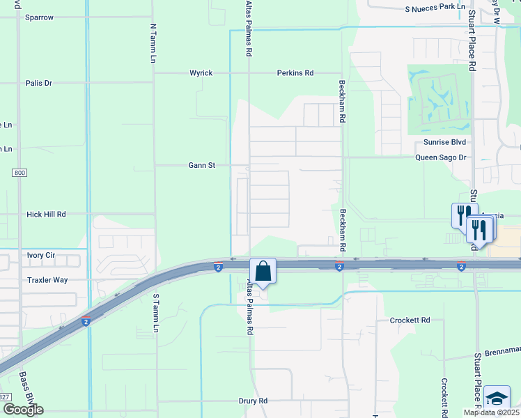 map of restaurants, bars, coffee shops, grocery stores, and more near 15719 Tangelo Dr in Harlingen