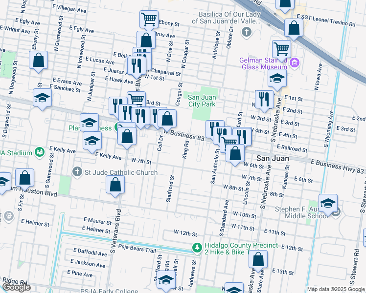 map of restaurants, bars, coffee shops, grocery stores, and more near 508 King Road in San Juan