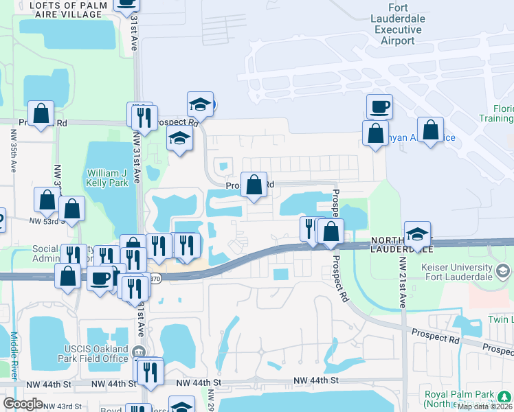 map of restaurants, bars, coffee shops, grocery stores, and more near 2712 Northwest 52nd Court in Fort Lauderdale