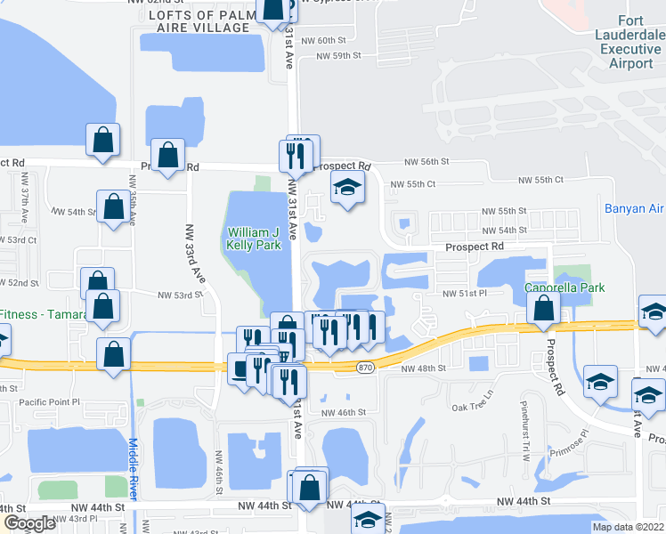 map of restaurants, bars, coffee shops, grocery stores, and more near 5200 Northwest 31st Avenue in Fort Lauderdale