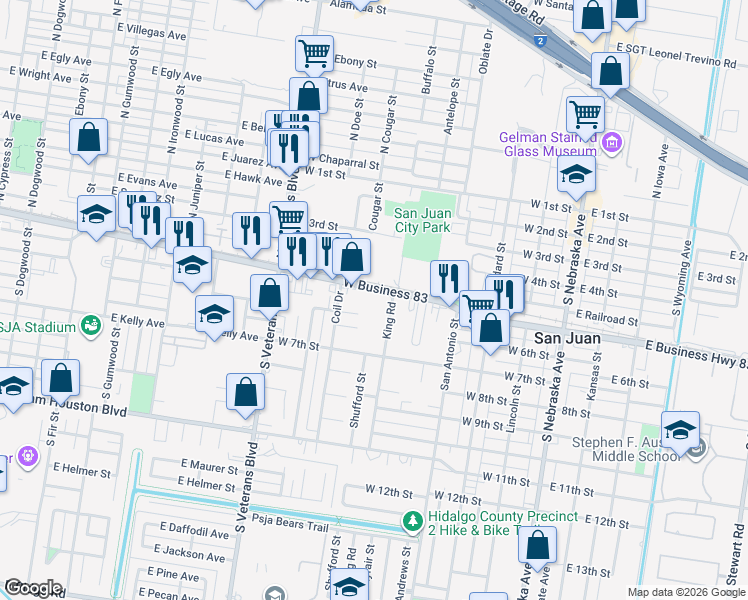 map of restaurants, bars, coffee shops, grocery stores, and more near 508 King Road in San Juan