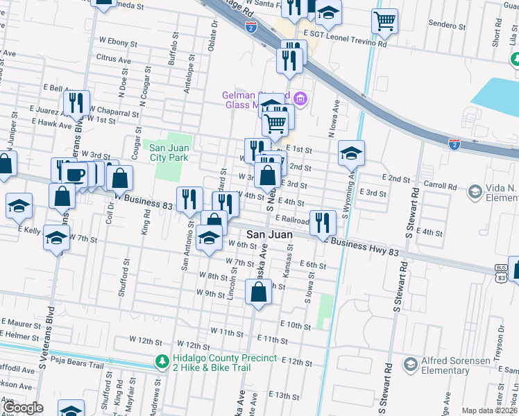 map of restaurants, bars, coffee shops, grocery stores, and more near 100 West 5th Street in San Juan