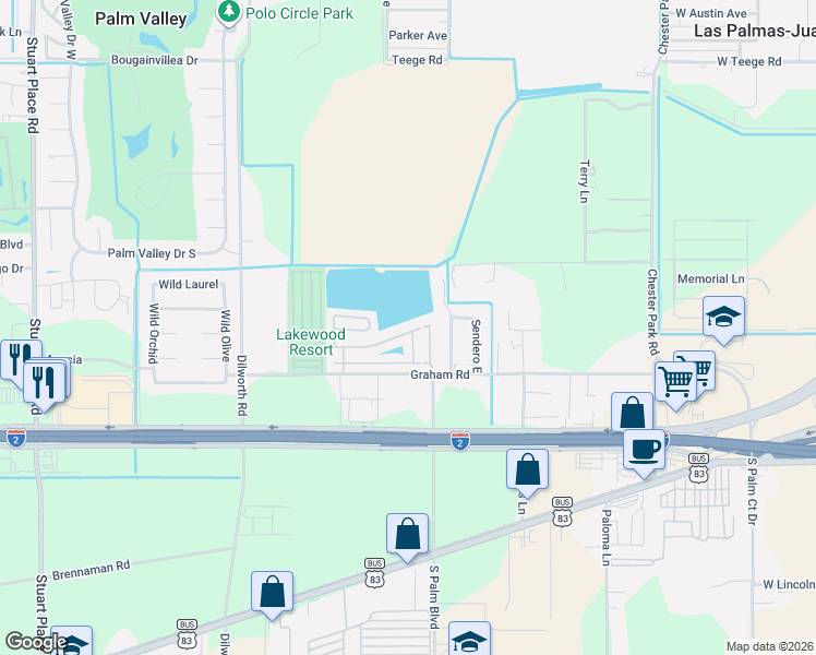 map of restaurants, bars, coffee shops, grocery stores, and more near 205 Pocahontas Drive in Harlingen
