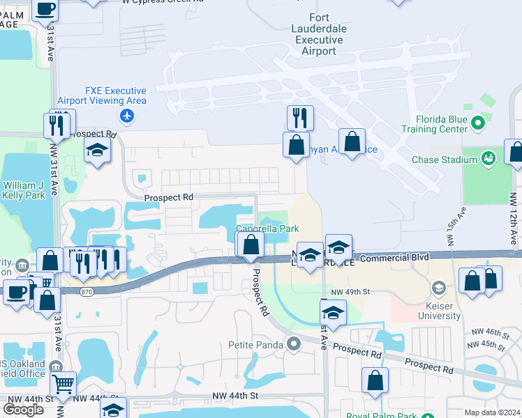map of restaurants, bars, coffee shops, grocery stores, and more near 2391 Northwest 52nd Court in Fort Lauderdale