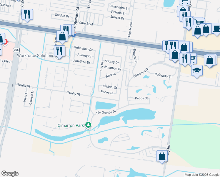map of restaurants, bars, coffee shops, grocery stores, and more near 1105 Dennise Court in Mission