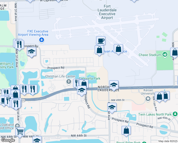 map of restaurants, bars, coffee shops, grocery stores, and more near 2391 Northwest 52nd Court in Fort Lauderdale