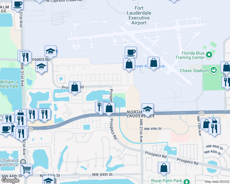 map of restaurants, bars, coffee shops, grocery stores, and more near 2391 Northwest 52nd Court in Fort Lauderdale