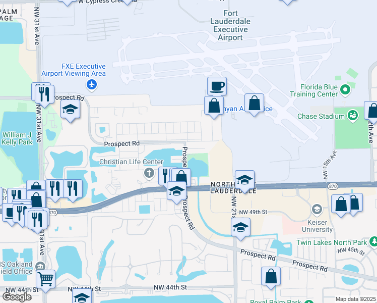 map of restaurants, bars, coffee shops, grocery stores, and more near 2391 Northwest 52nd Court in Fort Lauderdale