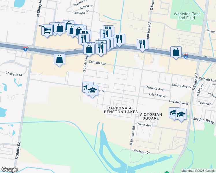 map of restaurants, bars, coffee shops, grocery stores, and more near 1939 South 48th Lane in McAllen