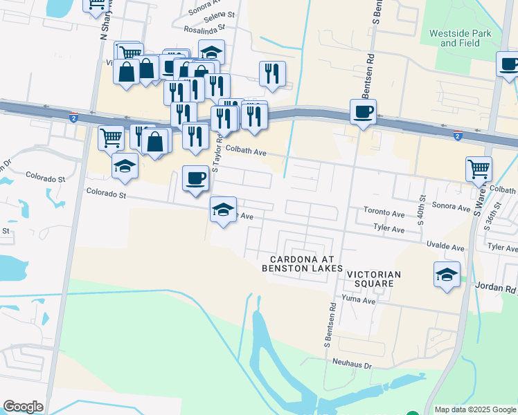 map of restaurants, bars, coffee shops, grocery stores, and more near 4909 Sweetwater Avenue in McAllen