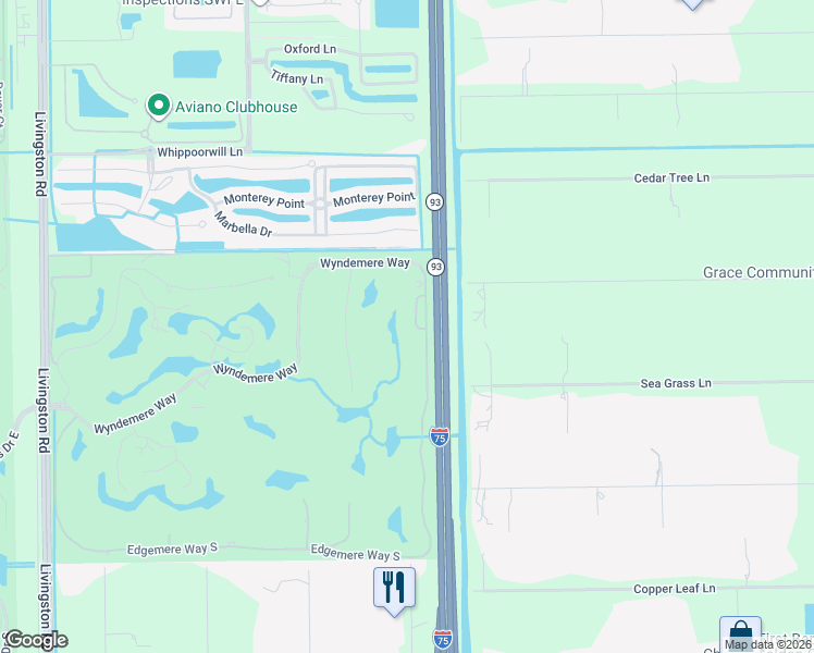 map of restaurants, bars, coffee shops, grocery stores, and more near 444 Glen Meadow Lane in Naples