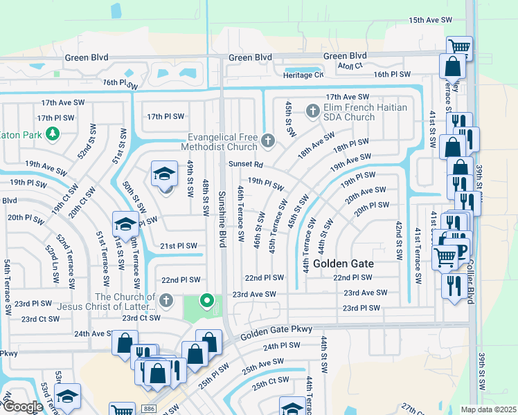 map of restaurants, bars, coffee shops, grocery stores, and more near 4618 19th Court Southwest in Naples