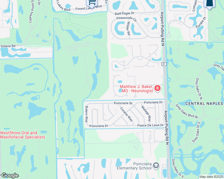map of restaurants, bars, coffee shops, grocery stores, and more near 2925 Coco Lakes Drive in Naples